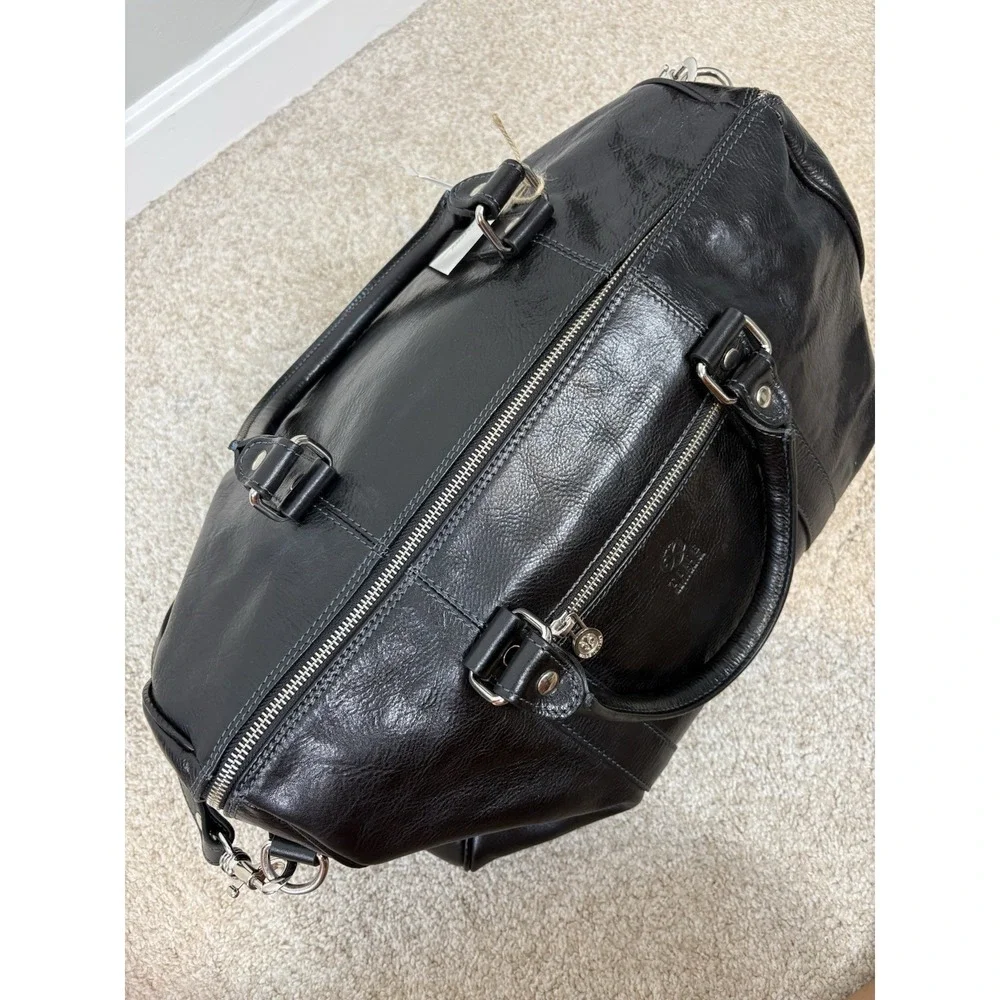 Time Resistance The Ambassadors Small Leather Overnight Bag Duffel Black NWT